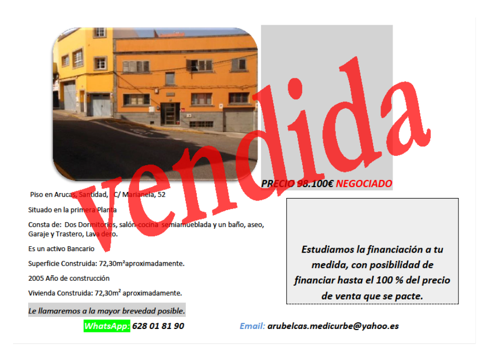 Vendido piso en Santidad-Arucas
