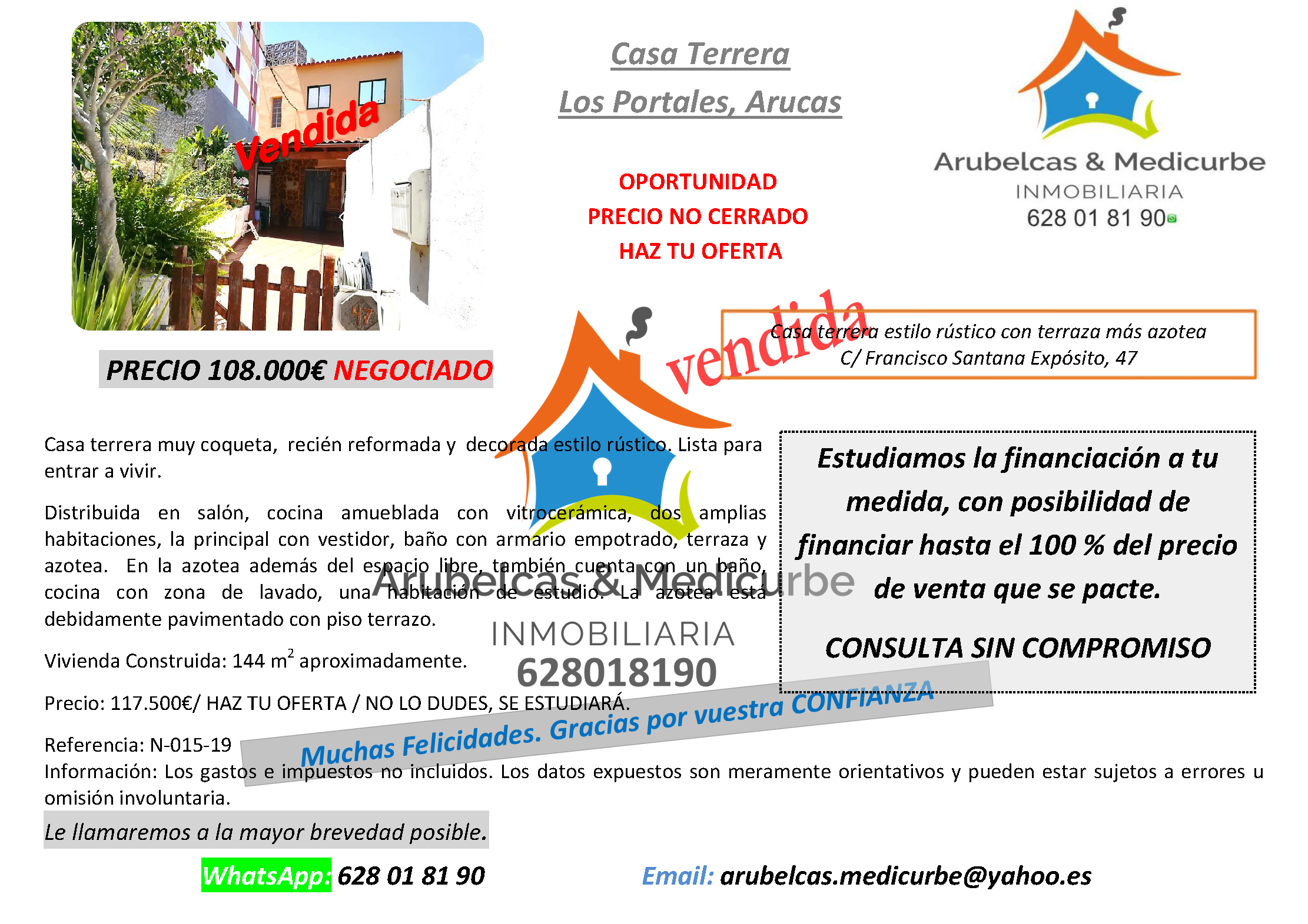 VENDIDA Casa Terrera en los Portales-Arucas